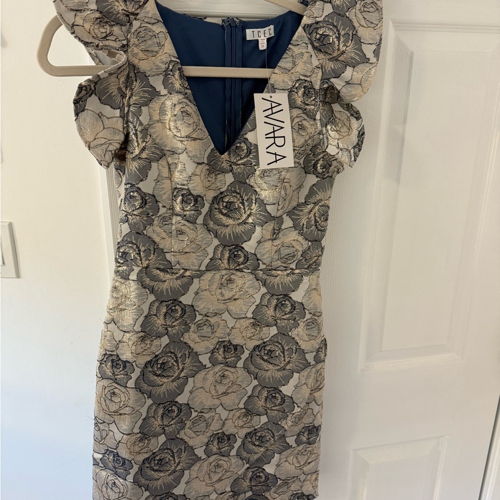 Floral Patterned Dress - Cream and Black